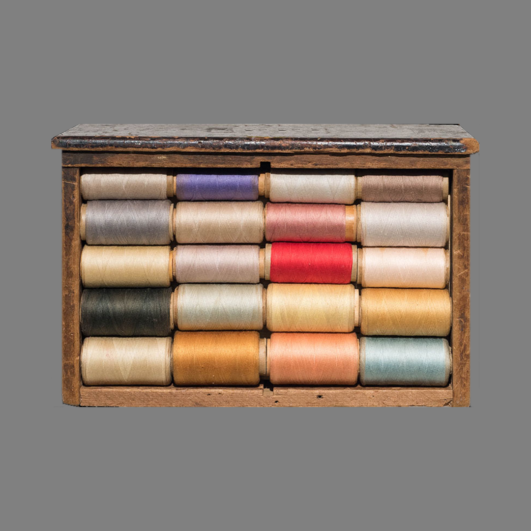 Wooden Box, Sewing Thread, 8" x 12" x 4"