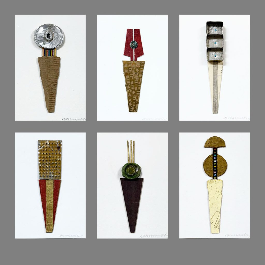 Amulets for Peace #1-4. 7,8, Mixed Media on Paper, 7