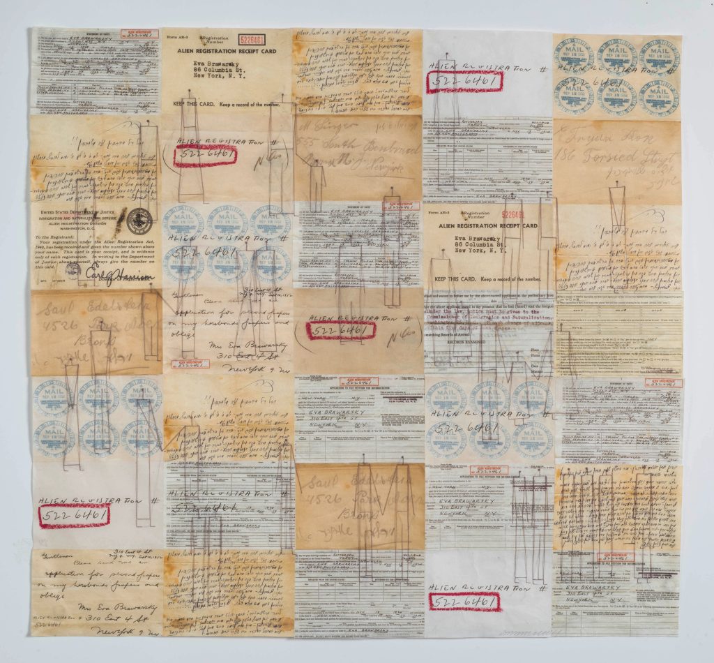 Bubbe's Quilt, Digital Prints, Thread, Oil Crayon, 21 x 22